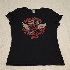 Lucky Brand Black Love & Peace Women's T-Shirt